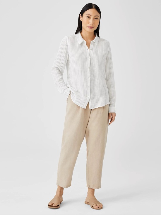 Eileen Fisher Tops - Eileen Fisher Organic Cotton Gauze Striped Shirt white stripe 2X